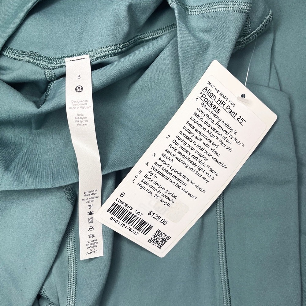 Lululemon Align High Rise Pants Leggings with Pockets Tidewater Teal Nwt - Picture 8 of 9